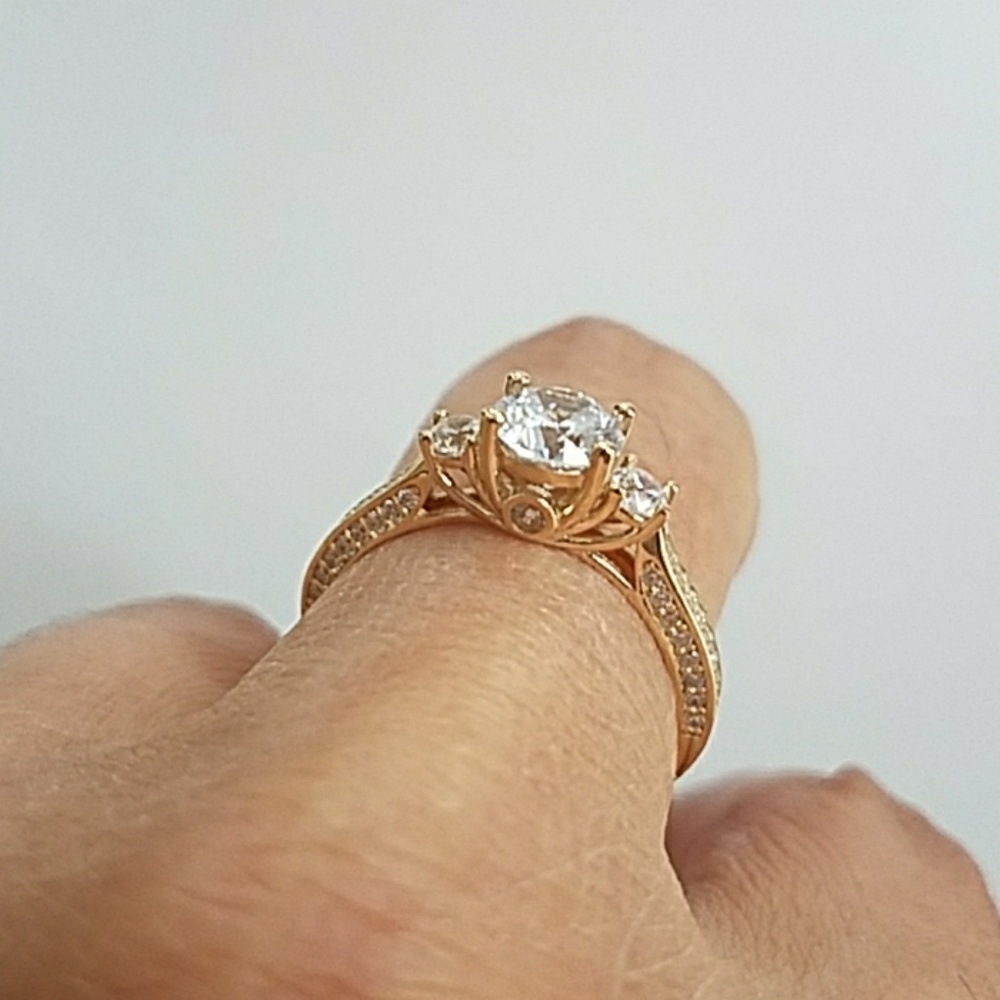 New 14K Solid Yellow Gold Engagement Ring size 7 - Picture 5 of 8